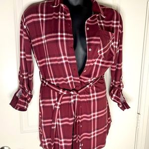 Plaid tunic button up shirt